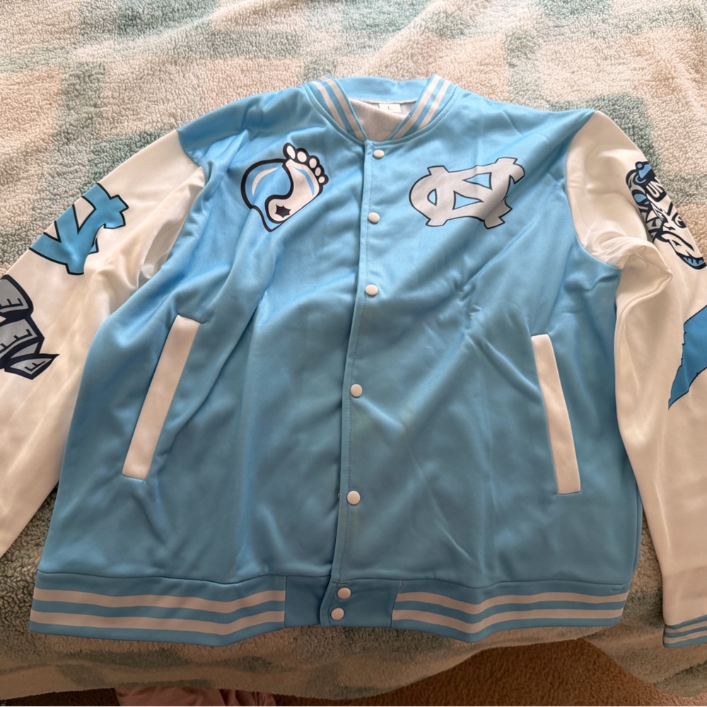 Light Blue and White Varsity Jacket